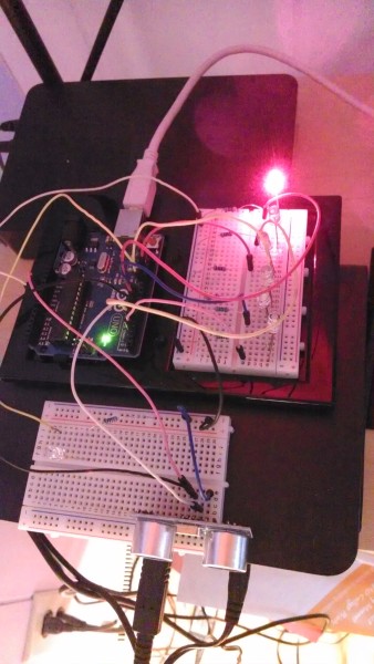 Arduino, raspberry pi, ultrasonic sensor with go-cortex